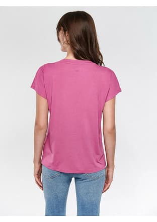 M167714-70955 Kadın Pembe V Yaka T-shirt - 2