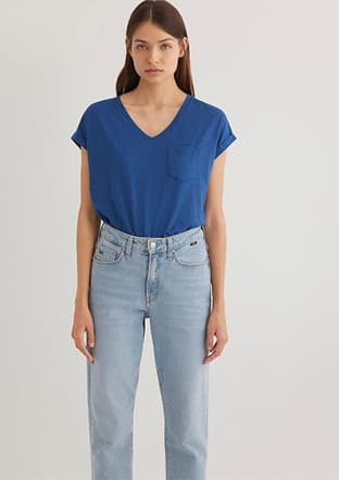 M1600961-30808 Kadın Mavi Basic T-shirt - 1