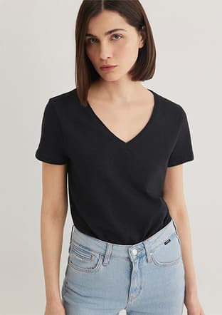 M168260-900 Kadın Siyah Kısa Kol T-shirt - 1