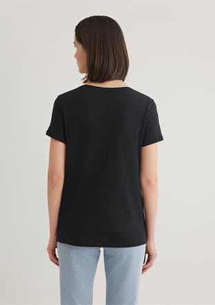 M168260-900 Kadın Siyah Kısa Kol T-shirt - 3