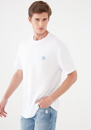 M067074-620 Erkek Beyaz Baskılı T-shirt - 2