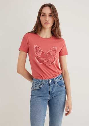 M1613196-71102 Kadın Pembe Baskılı T-shirt - 1