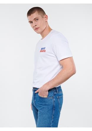 M066841-620 Erkek Beyaz Baskılı T-shirt - 1