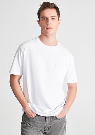 M066248-620 Erkek Beyaz Basic T-shirt - 1