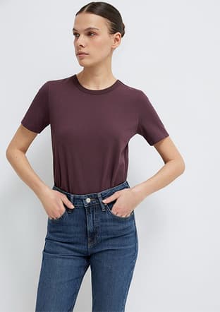 M1614067-70223 Kadın Kahverengi Basic T-shirt - 1