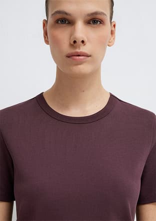 M1614067-70223 Kadın Kahverengi Basic T-shirt - 3