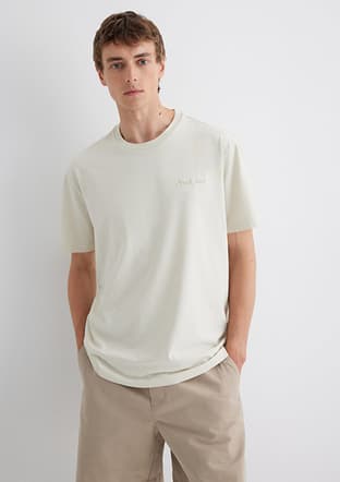 M0612733-70134 Erkek Bej Baskılı T-shirt - 1