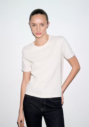 M1614067-70048 Kadın Beyaz Basic T-shirt - 1