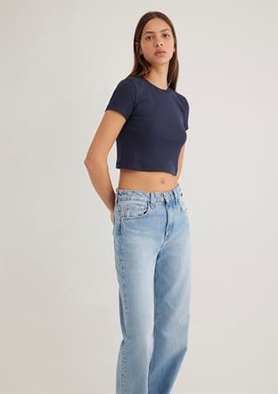 M1600814-85315 Kadın Mavi O Yaka T-shirt - 2