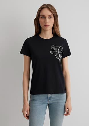 M1613187-900 Kadın Siyah Baskılı T-shirt - 2