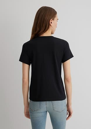 M1613187-900 Kadın Siyah Baskılı T-shirt - 3