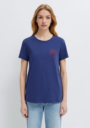 M1613873-70498 Kadın Lacivert Baskılı T-shirt - 1