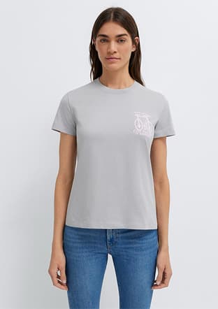 M1613860-70075 Kadın Gri Bisiklet Yaka T-shirt - 1