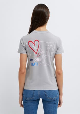 M1613860-70075 Kadın Gri Bisiklet Yaka T-shirt - 2