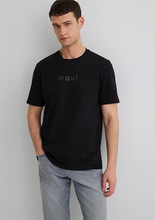 M0612732-900 Erkek Siyah Baskılı T-shirt - 1