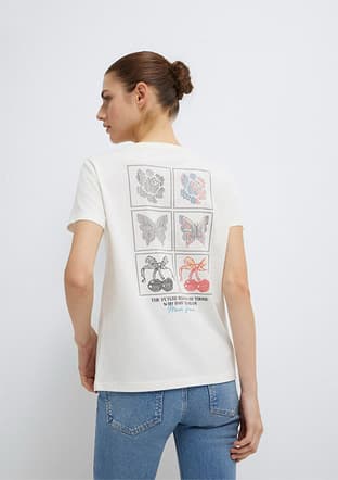M1613744-80194 Kadın Beyaz Baskılı T-shirt - 2