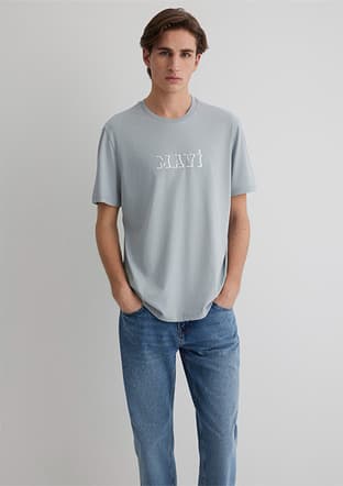 M0612686-70093 Erkek Gri Baskılı T-shirt - 1