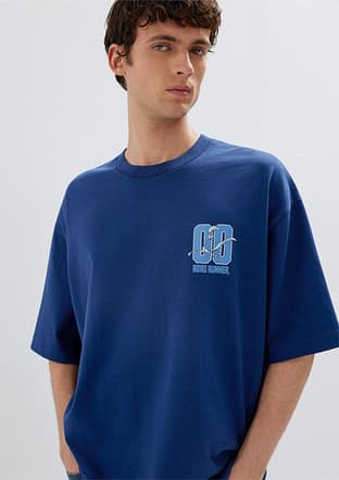 M0613200-70758 Erkek Lacivert Baskılı T-shirt - 1