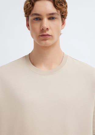 M066249-70004 Erkek Bej Kısa Kol T-shirt - 3