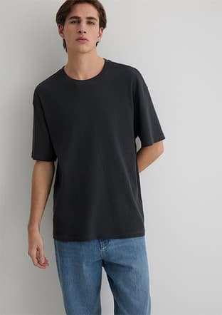 M0612724-70092 Erkek Siyah Kısa Kol T-shirt - 1