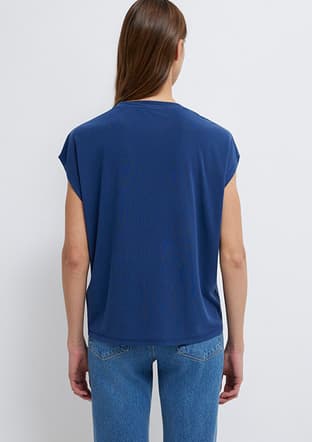 M1612250-70491 Kadın Mavi V Yaka T-shirt - 2