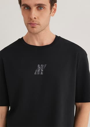 M0612189-900 Erkek Siyah Baskılı T-shirt - 2