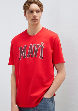 M0611711-70467 Erkek Kırmızı Baskılı T-shirt - 1
