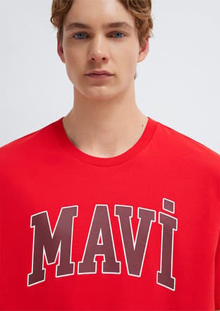 M0611711-70467 Erkek Kırmızı Baskılı T-shirt - 3