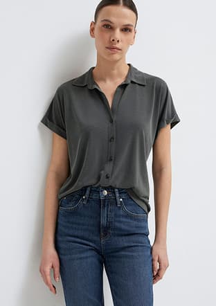M168081-71587 Kadın Siyah Kısa Kol T-shirt - 1