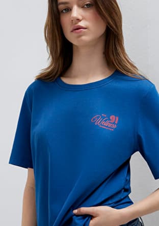 M1613908-85317 Kadın Mavi Baskılı T-shirt - 1