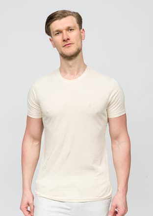 25Yjeeo04623 Erkek Bej Bisiklet Yaka T-shirt - 1