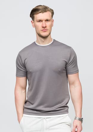 25Yjeeo04003 Erkek Gri Bisiklet Yaka T-shirt - 1