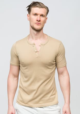 25 Bst Jesus Erkek Bej Bisiklet Yaka T-shirt - 1