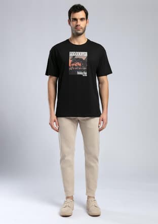 252 Lcm 242051 Erkek Siyah O Yaka T-shirt - 1