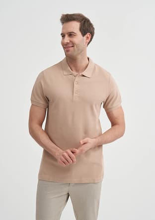 25Yceeo04613 Erkek Bej Polo Yaka T-shirt - 2
