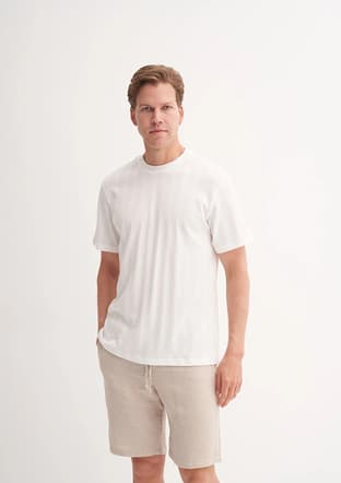 25Yceeo04277 Erkek Beyaz Bisiklet Yaka T-shirt - 1