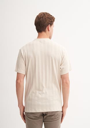 25Yceeo04277 Erkek Bej Bisiklet Yaka T-shirt - 2
