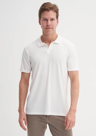 25Yceeo04204 Erkek Beyaz Polo Yaka T-shirt - 1