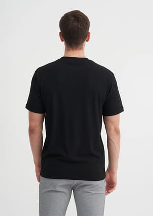 25Yceeo04253 Erkek Siyah Bisiklet Yaka T-shirt - 3