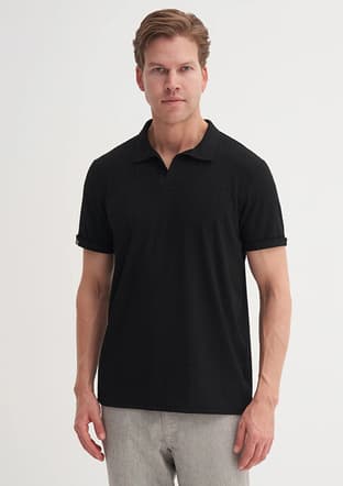 25Yceeo04204 Erkek Siyah Polo Yaka T-shirt - 2