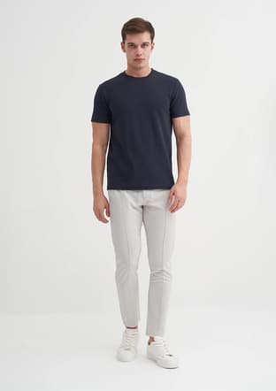 25Yceeo04240 Erkek Lacivert Bisiklet Yaka T-shirt - 2