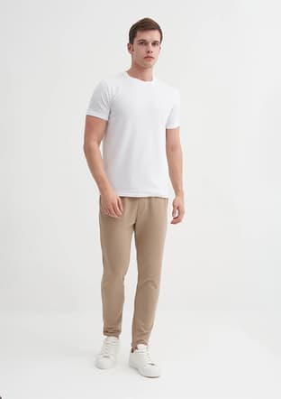 25Yceeo04240 Erkek Beyaz Bisiklet Yaka T-shirt - 2