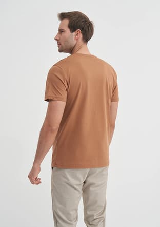 25Yceeo04233 Erkek Kahverengi Bisiklet Yaka T-shirt - 3