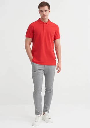25Yceeo04613 Erkek Kırmızı Polo Yaka T-shirt - 1