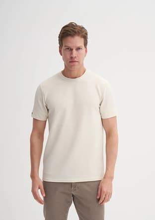 25Yceeo04202 Erkek Bej Bisiklet Yaka T-shirt - 1