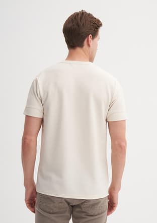 25Yceeo04202 Erkek Bej Bisiklet Yaka T-shirt - 2