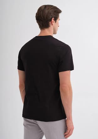 25Yceeo04233 Erkek Siyah Bisiklet Yaka T-shirt - 3