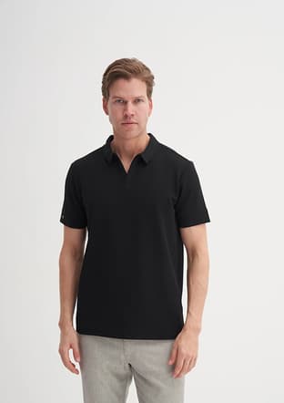 25Yceeo04201 Erkek Siyah Polo Yaka T-shirt - 1