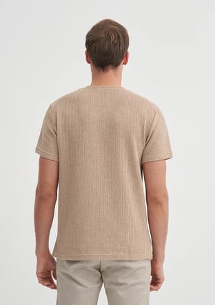 25Yceeo04011 Erkek Bej Bisiklet Yaka T-shirt - 3