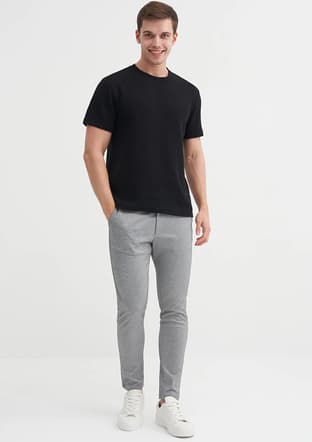 25Yceeo04011 Erkek Siyah Bisiklet Yaka T-shirt - 1